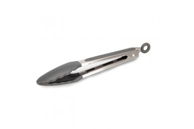 Grey Silicone & Stainless Steel Kitchen Tongs