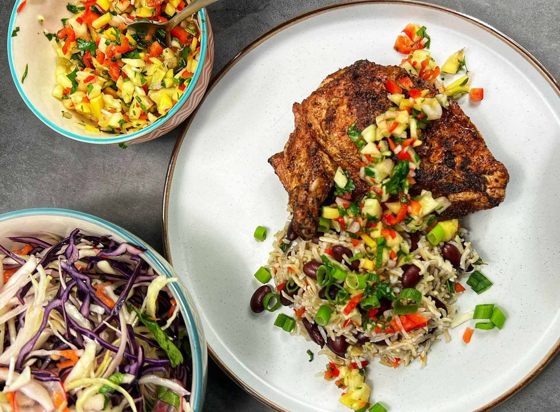 Jerk Chicken with Rice & Peas