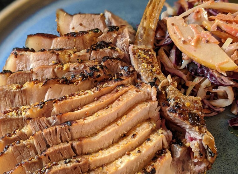 Honey Mustard Pork Tomahawk Chops