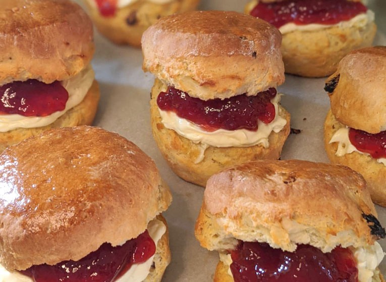 British Fruit Scones with Jam & Cream