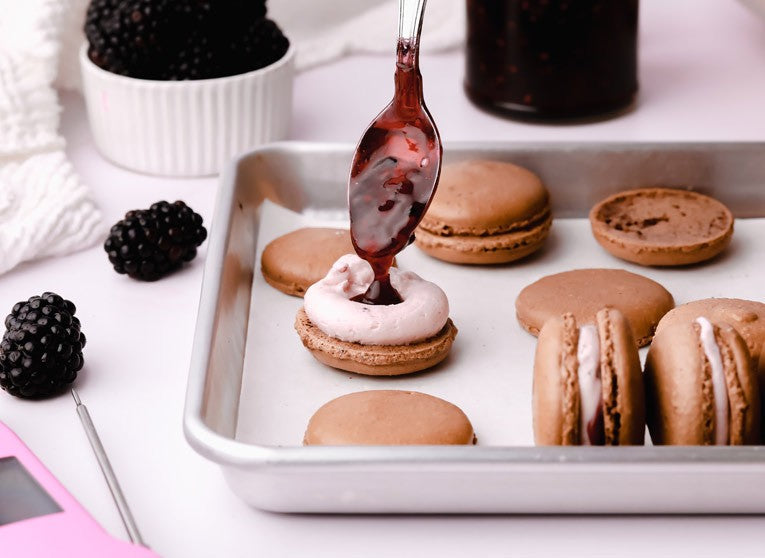 Chocolate and Blackberry Macarons
