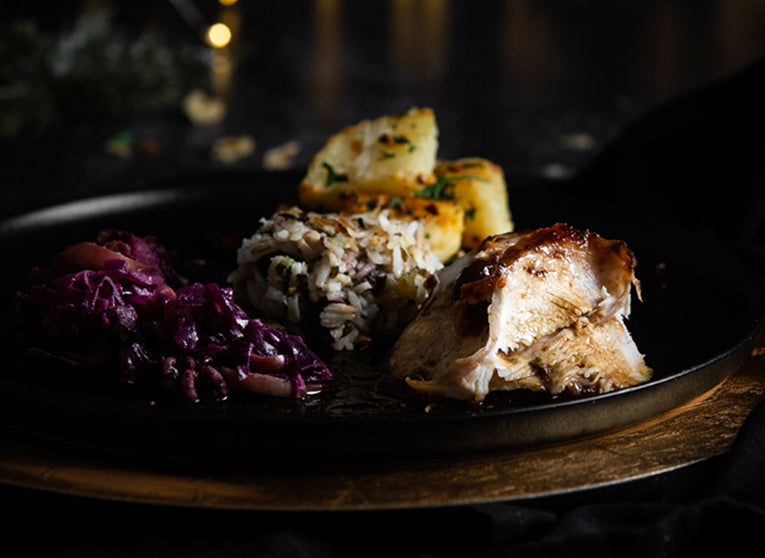 Cranberry-Glazed Turkey with Rice Stuffing