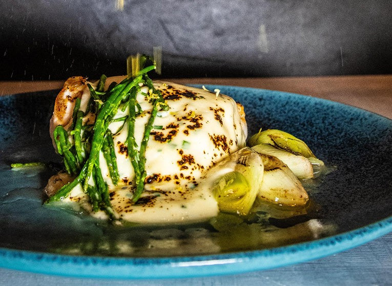 Cod Mornay with Buttered Leeks