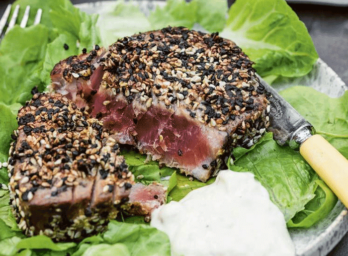 Miso and Sesame Tuna Steaks with Wasabi Ginger Mayo