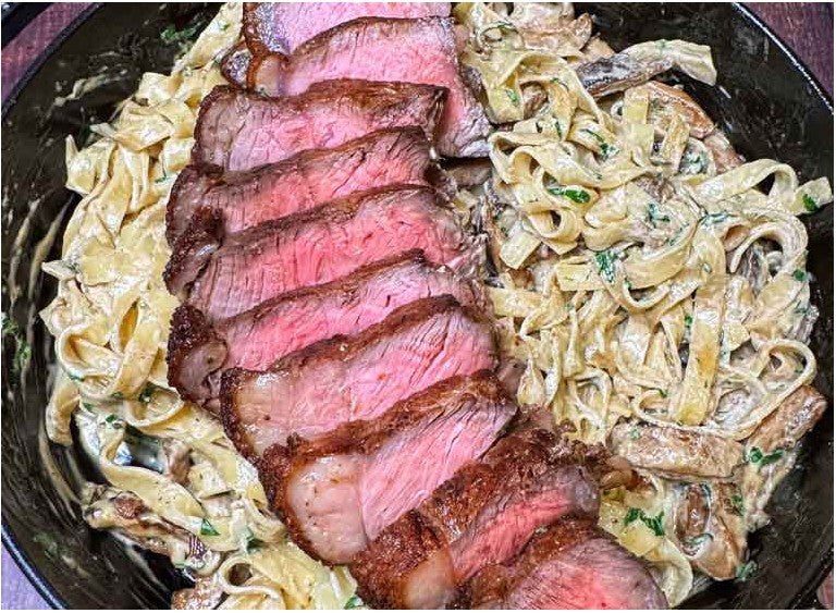 Fettuccine Alfredo With Steak