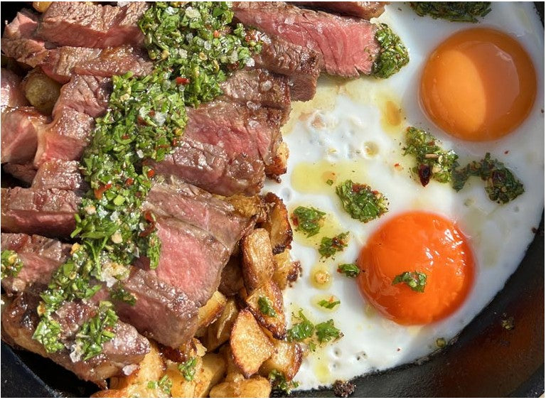 BBQ Steak, Eggs & Crispy Potatoes