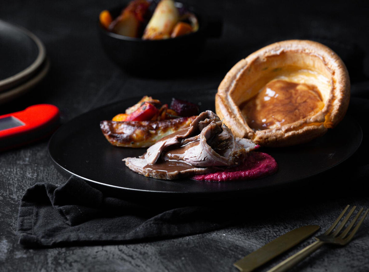 Roast topside of beef with Yorkshire puddings