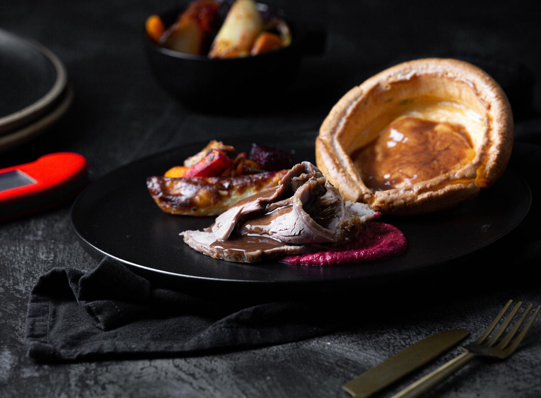 Roast topside of beef with Yorkshire puddings