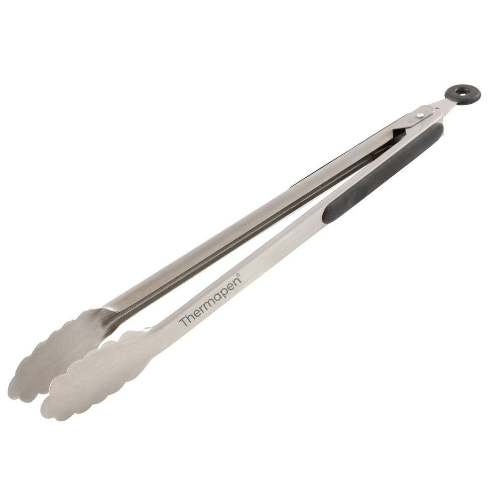 Grey Silicone & Stainless Steel Kitchen & BBQ Tongs