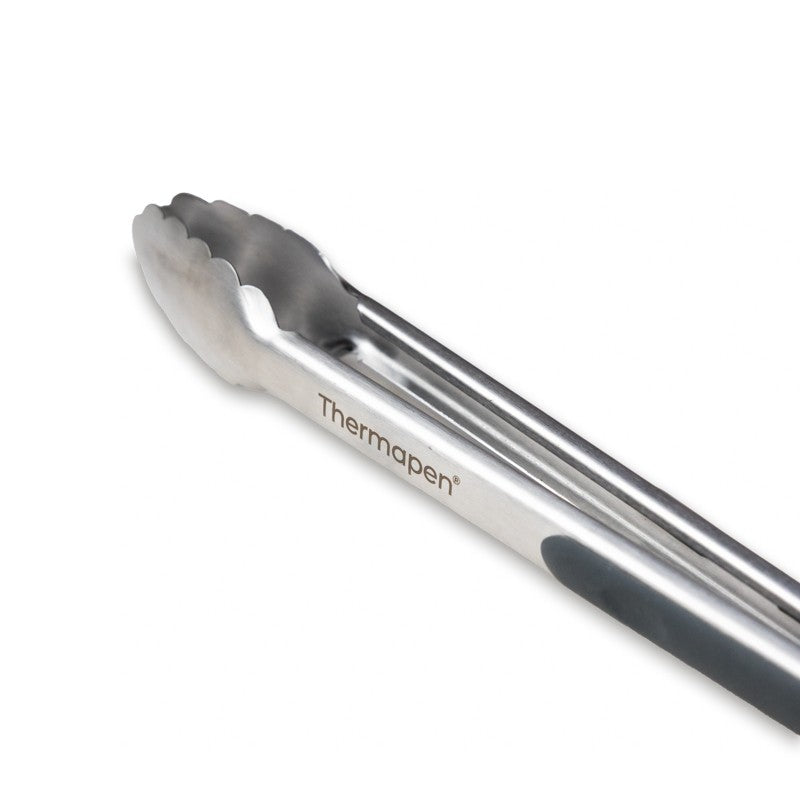 Grey Silicone & Stainless Steel Kitchen & BBQ Tongs