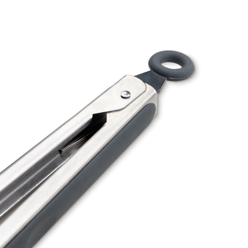 Grey Silicone & Stainless Steel Kitchen & BBQ Tongs