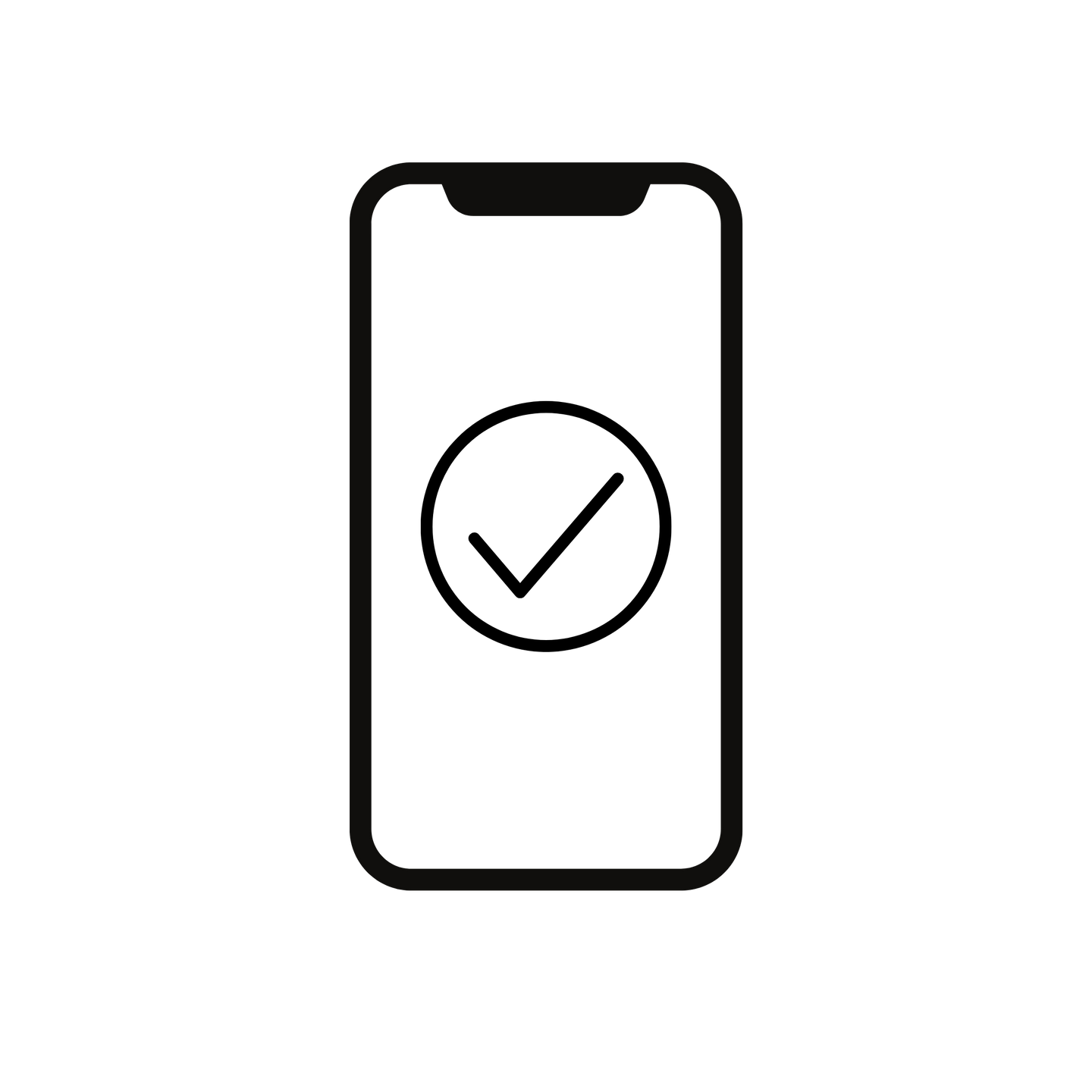 Phone with a check mark on a white background