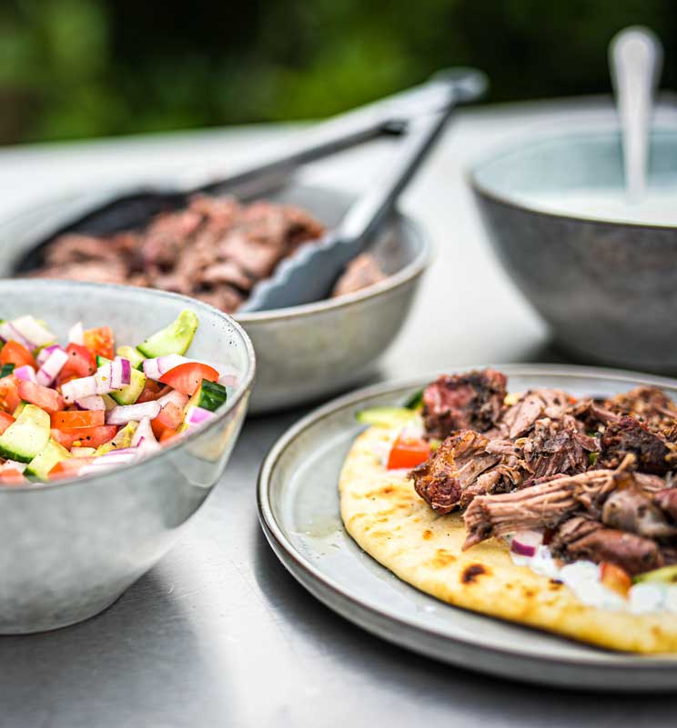 Lamb flatbreads and tazizki