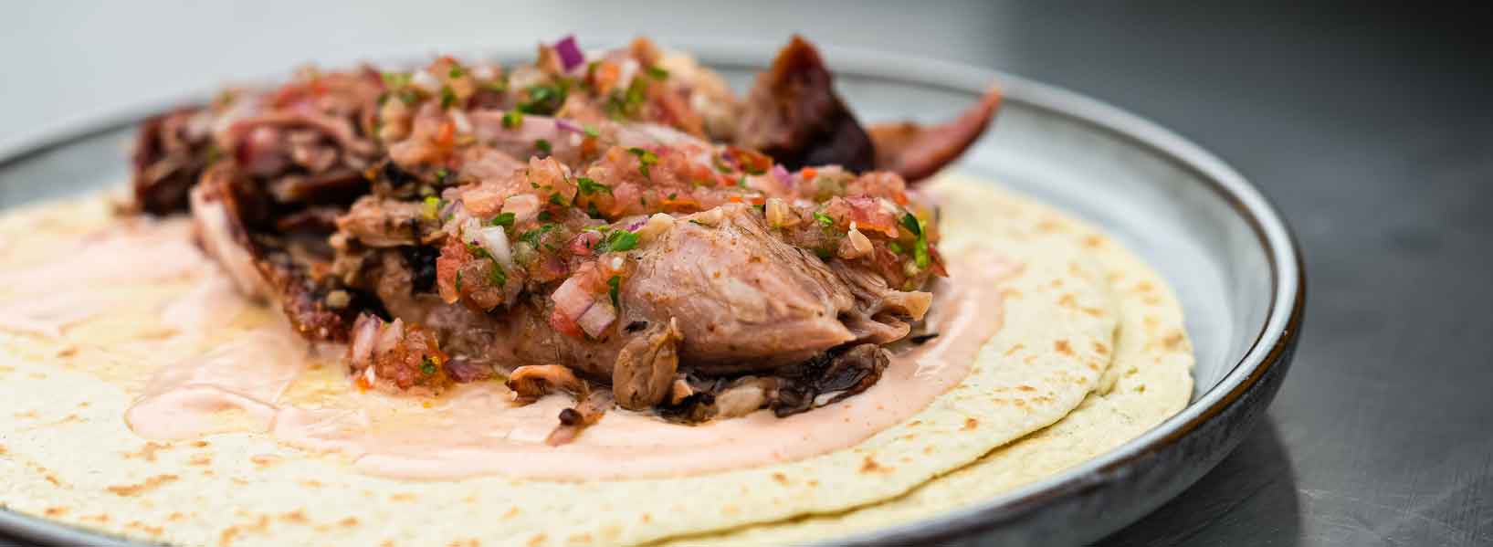 close up of pork taco