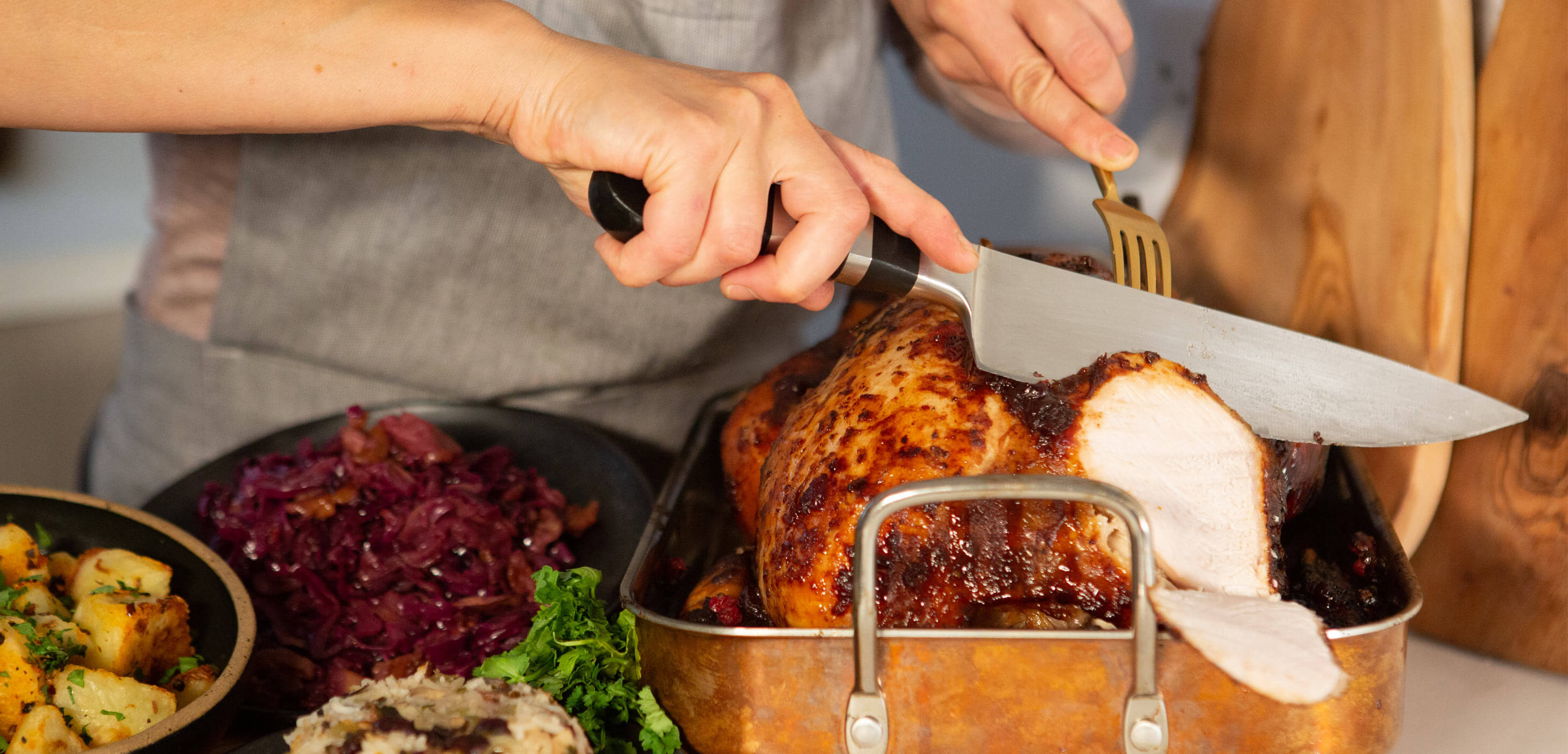 Carving the perfectly cooked Christmas turkey