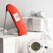 Introducing the Thermapen Roast Meat Thermometer Bundle, containing two cooking essentials: The DOT leave-in meat thermometer and Thermapen ONE meat probe.
 
Both thermometers are essential tools for roasting season, the DOT for continuous monitoring whilst your meat is in the oven and the Thermapen One for spot checking. They also make the perfect gift.
 
Bundle and save £19 this Christmas!