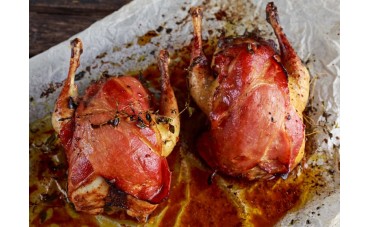 Nick Nairn's Christmas Roast Partridge, Prosciutto Crudo & Port Gravy with Root Veg