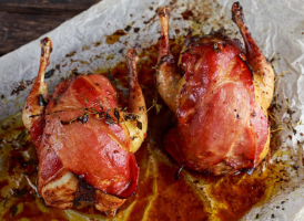 Nick Nairn's Christmas Roast Partridge, Prosciutto Crudo & Port Gravy with Root Veg