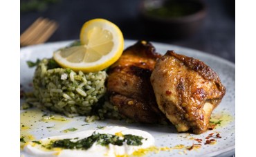 Ras El Hanout Chicken Thighs and Mexican Green Rice 