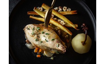 Roast Pheasant with Bacon & Poached Pears