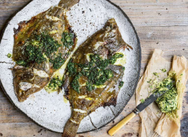 Genevieve Taylor’s Whole Grilled Plaice with Green Butter