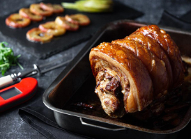 Porchetta with Caramelised Apples & Pear Salad