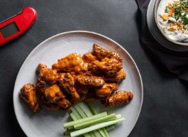 Grilled Buffalo Chicken Wings with Blue Cheese Sauce