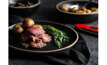 Roast Topside of Beef with Hasselback Potatoes