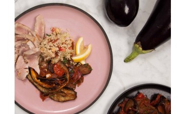 Tuna Steak with Aubergine Ragout & Couscous Salad