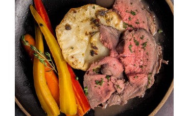 Roast Beef, Celeriac Steak & Maple Glazed Carrots