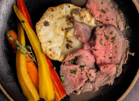 Roast Beef, Celeriac Steak & Maple Glazed Carrots