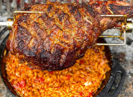 The Smokin Elk's Greek Leg of Lamb & Orzo