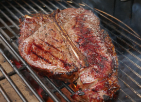 Richard Holden's Whiskey-Smoked Reverse-Seared T-Bone Steak with Panzanella Salad