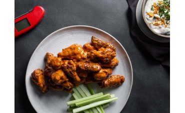 Grilled Buffalo Chicken Wings with Blue Cheese Sauce